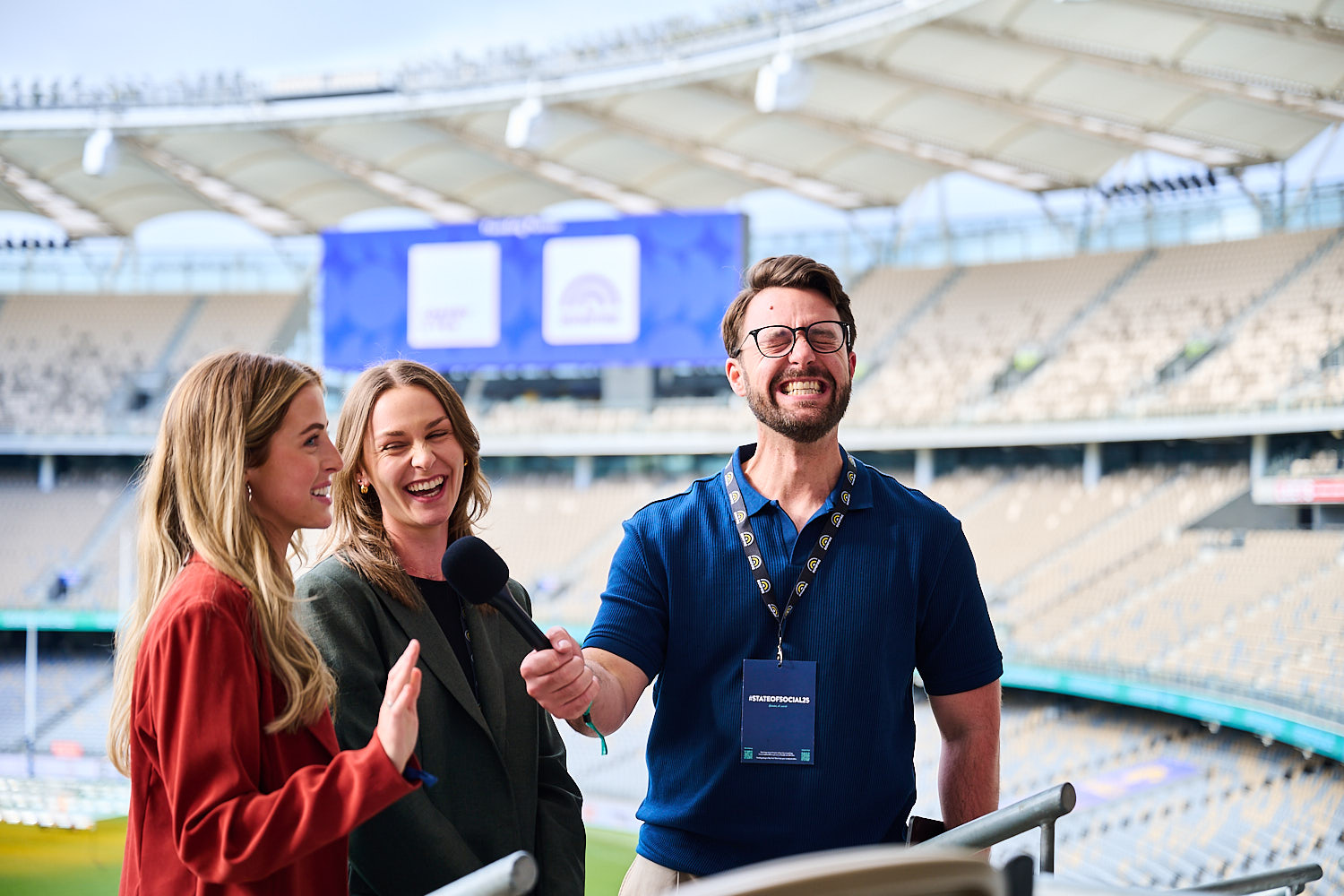 Delegates on a stadium level at Optus Stadium