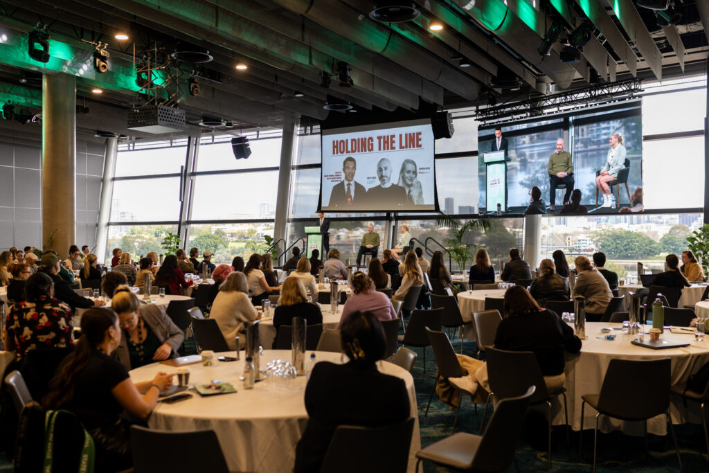 The main stage and a full room at SOS25